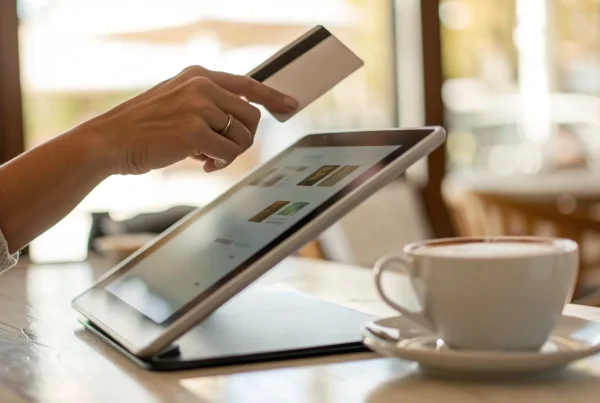 A tablet being used for the best way to accept credit cards for a small business online.