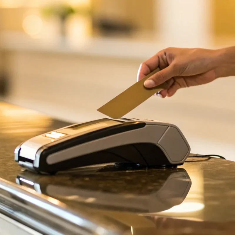 Credit card processing that charges the customer a fee at the point of sale.