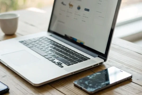 A person using a laptop to find the cheapest way to accept credit card payments online.