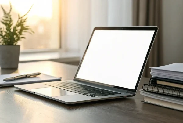 A business owner at a desk comparing the top free merchant services on a laptop.