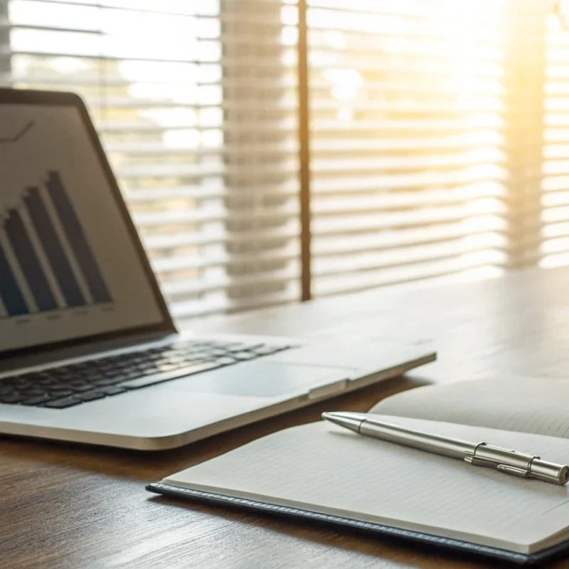 Laptop displaying a financial growth chart for the best credit card processing agent programs.