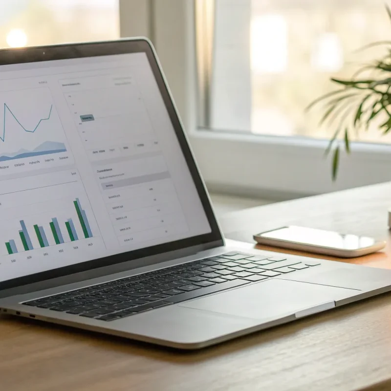 Laptop on a desk displaying a payment processor dashboard for accepting credit card payments.