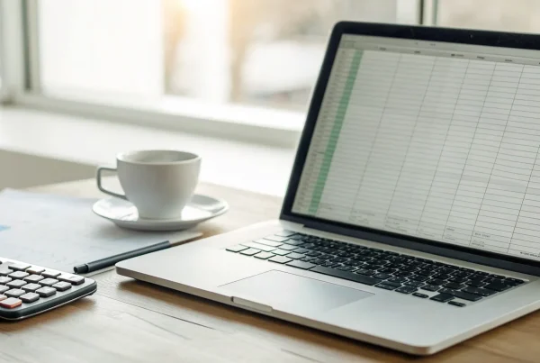 A laptop and calculator used to compare and find the lowest credit card processing fees.