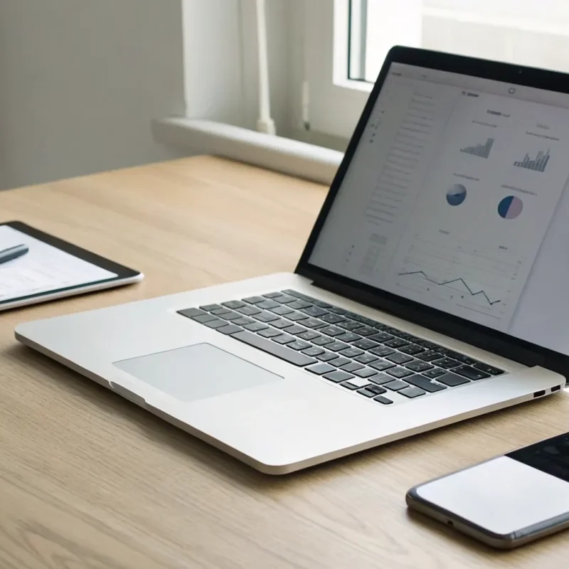 Setting up online payments for a small business on a laptop.