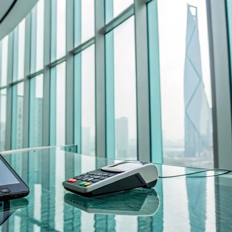 A payment gateway with next day funding using a payment terminal and mobile phone.